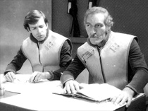 John Leeson and Neil McCarthy (right) in the 1978 "Doctor Who" story "The Power of Kroll" - Photo (c) BBC