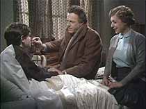 Doctor Martell (Bernard Horsfall) treats septicaemia. Bobby and Anne Beauchamp (Patricia Marks and Nicholas Barnes).