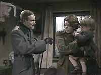 Blood ties: Standartenführer Grunwald (Clive Francis) pays Betty Ridge (Norma Streader) and unwelcome visit.