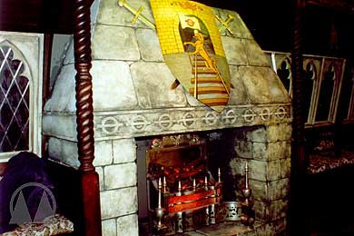 The fireplace in the Earl's chamber - note the underground roundel motif.