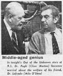 Radio Times billing photo - showing Clive Morton as Doctor Pugh and Milo O'Shea as Doctor Lafcado.