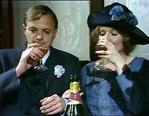 Mr and Mrs Jack Ford (James Bolam and Madelaine Newton) share a bottle of champagne.