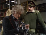 The Doctor (Jon Pertwee) and the Brigadier (Nicholas Courtney)