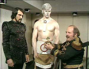 Jedikiah (Roger Bizkey), Coffin (Dave Prowse) and Rabowski (Roger Booth), stealing the Crown Jewels. 